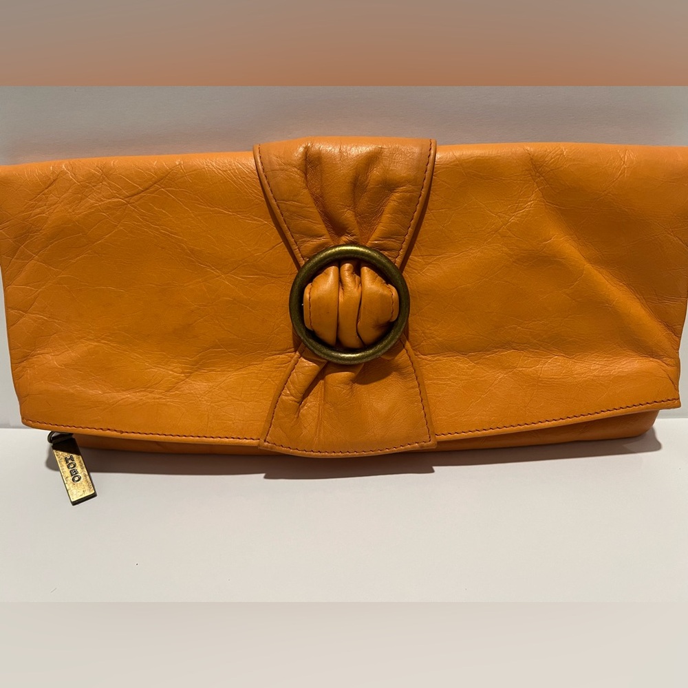 🧡 Hobo International Orange Leather Clutch Bag
